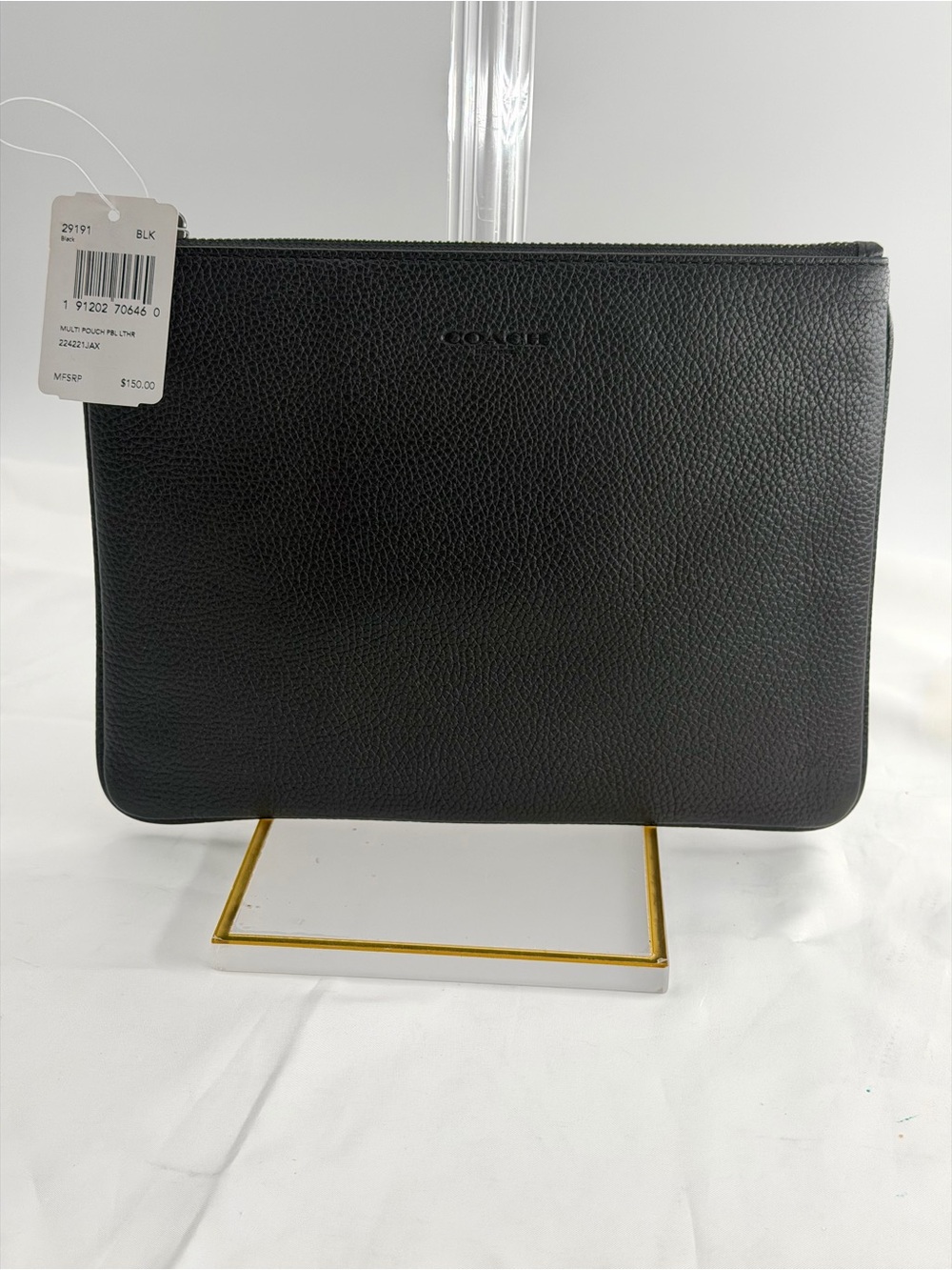 NWT Coach Multifunctional Pouch Leather Clutch Black 29191- Pristine